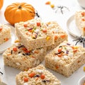 Rice cereal treats for Halloween with festive sprinkles Royalty Free Stock Photo