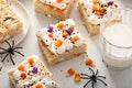 Rice cereal treats for Halloween with festive sprinkles Royalty Free Stock Photo