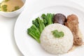 Rice with chicken drumstick served with soup Royalty Free Stock Photo