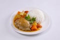 Rice and chicken stew with potatoes and carrots Royalty Free Stock Photo