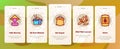 Rice Chinese Culture Onboarding Icons Set Vector