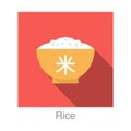 Rice Chinese food flat icon design vector illustration