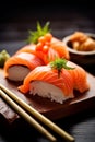 seafood roll japanese japan sushi set rice meal food fish. Generative AI.