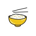 Rice with chopsticks doodle icon, vector illustration Royalty Free Stock Photo