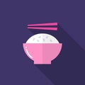 Rice with chopsticks vector icon