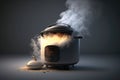 Rice Cooker Fire In Modern Apartment Design. Generative AI Royalty Free Stock Photo