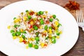 Rice with Corn, Peas, Peppers and Saffron Royalty Free Stock Photo
