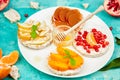 Rice Crisp bread healthy snack with tropical fruit