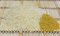 Rice and curry on the makisu mat Royalty Free Stock Photo