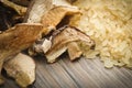 Rice and dried porcini mushrooms Royalty Free Stock Photo