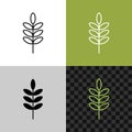 Rice ear line icon. Plant with leaves or seeds. Royalty Free Stock Photo