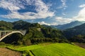 Rice field landscape and arch bridge in Takachiho, Miyazaki, Japan