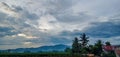 Rice field landscape with cloudy sky at the afternoon Royalty Free Stock Photo