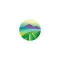 rice field mountain illustration vector color circle design Royalty Free Stock Photo