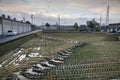 Rice field at an outskirt of the Japanese city Royalty Free Stock Photo