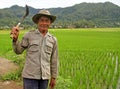 Rice Field Worker in the Harau Valley in West Sumatra, Indonesia Royalty Free Stock Photo