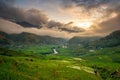 Rice fields on terraced in rainny season at SAPA, Lao Cai, Vietnam. Royalty Free Stock Photo