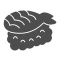 Rice and filleted fish, seafood solid icon, asian food concept, japanese food vector sign on white background, glyph