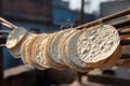 Khichiya papdi papad drying in sun Royalty Free Stock Photo