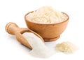 Rice flour on white background