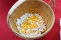 Rice, flowers, auspiciousness, used in Thai wedding