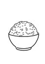 Rice food black and white lineart drawing illustration. Hand drawn lineart illustration in black and white Royalty Free Stock Photo