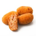 Rice fried croquettes in white background