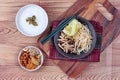 Rice gruel and fried herbs served side dish Royalty Free Stock Photo