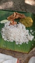 Rice khana leaf meal indian assam Royalty Free Stock Photo