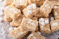 Rice krispie treats bites with marshmallow, snack for kids Royalty Free Stock Photo