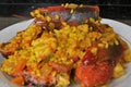 Rice with lobster seafood paella Royalty Free Stock Photo