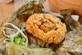 Rice of lotus leaf pearl shell dishes in Vietnam restaurant