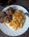 Rice lunch with vegetables and meat