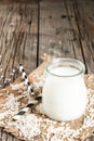 Rice milk, with rice grains Royalty Free Stock Photo