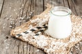 Rice milk, with rice grains Royalty Free Stock Photo