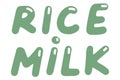 Rice Milk. Vector element for logos, labels, badges, stickers. Vector illustration isolation on white background. Organic, eco,