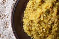 Rice and mung bean on a plate macro. top view horizontal Royalty Free Stock Photo