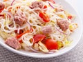 Rice noodle salad with tuna fish Royalty Free Stock Photo