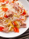 Rice noodle salad with tuna fish Royalty Free Stock Photo