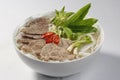 Rice noodle soup with sliced rare beef (Vietnam Pho)