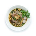 Rice Noodles Beef Soup with Beef,Liver, and Beef Ball Royalty Free Stock Photo