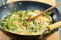 Rice noodles in spicy souche. Royalty Free Stock Photo