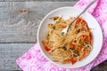 Rice noodles with vegetable stir fry Royalty Free Stock Photo