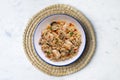 Rice paella with turkey and vegetables. Healthy recipe.