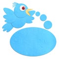 Rice paper cut Talking Blue Bird Royalty Free Stock Photo