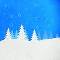 Rice paper cut winter landscape with snow