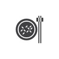 Rice plate and chopsticks vector icon Royalty Free Stock Photo