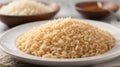 Rice in a plate close-up on a white. Isolated