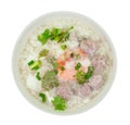 Rice porridge with pork meat ball,clipping path Royalty Free Stock Photo