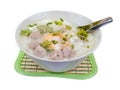 Rice porridge with pork meat ball, clipping path Royalty Free Stock Photo